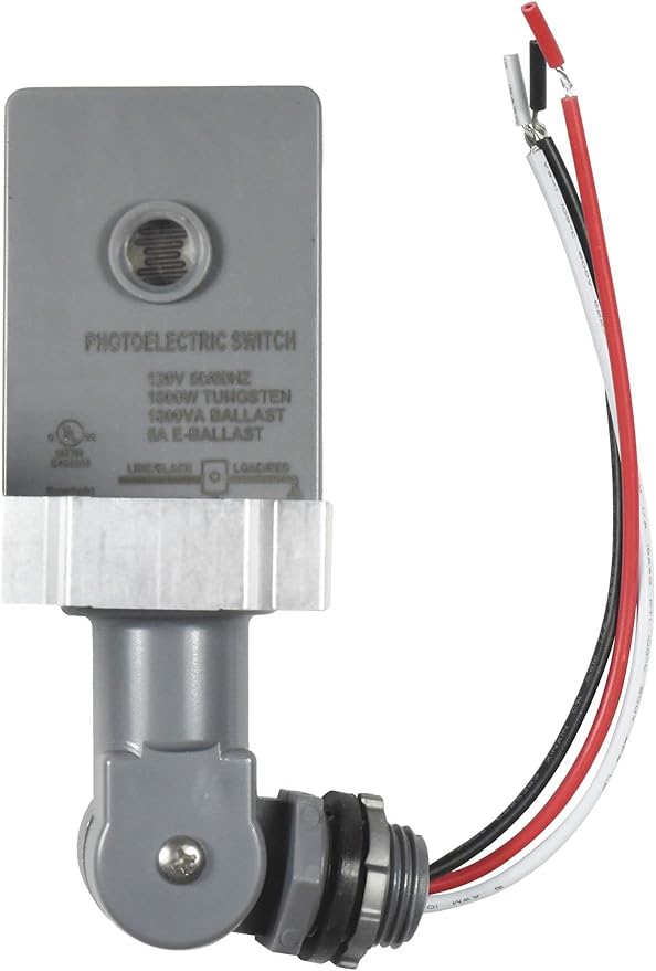HQRP Photocell Thermal Type Light Sensor Stem and Swivel Mount Dusk to Dawn Hardwired Switch Photoelectric Control for Barn Lights Outdoor, Back Yard Lightening, Outdoor Lighting, etc.