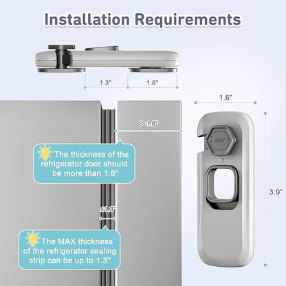 2 Pack Child Proof Refrigerator Locks, Fridge Locks for Kids Safety with Sticky 3M Adhesives Pads, Freezer Door Latches for Toddlers and Baby, Ideal for Upright Freezer, Ovens, Cabinets Door