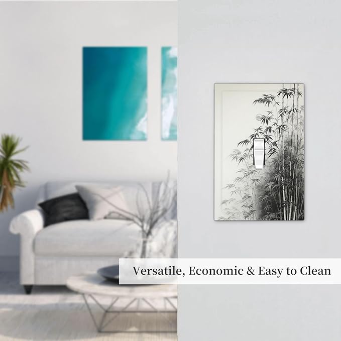 Watercolor Vintage Ink Bamboo Forest Single Toggle Light Switch Cover plate Outlet Cover Decorative Switchplate Wall Plates Electrical Panel Cover for Bathroom Living Room 5 X 3 IN