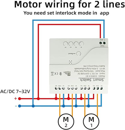 4 Channel Smart WiFi Relay Switching Module USB 5V/AC85V-250V, Supports Bluetooth Control, eWeLink App Remote Control, for Alexa Google Home