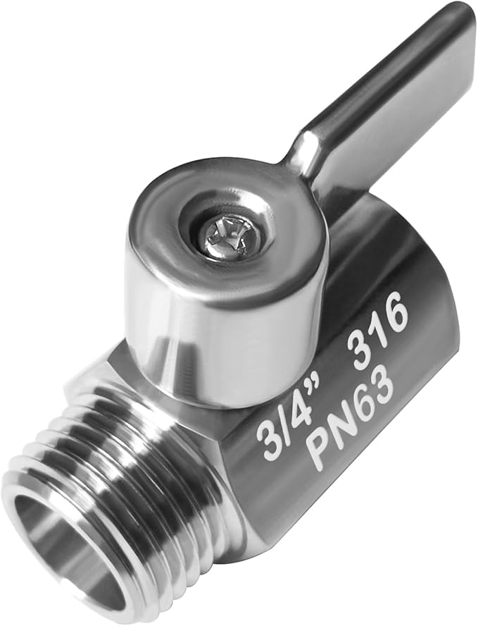Beduan Mini Ball Valve Stainless Steel(316) 3/4" NPT Male x NPT Female Mini Ball Shutoff Valve (NOT for Garden Hose Bib Faucet)