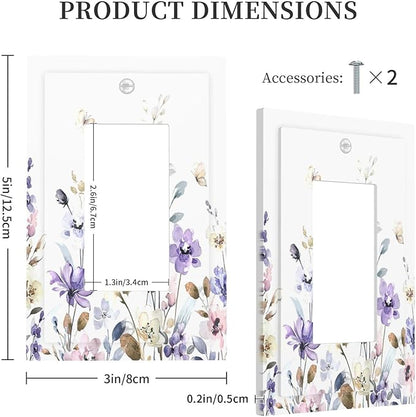 Decorative Outlet Covers Purple Floral Lilac Watercolor Flower Leaves Butterfly Wildflower 1 Gang Single Rocker Light Switch Cover Plate Wall Plates GFCI Faceplate for Bedroom Home Decor