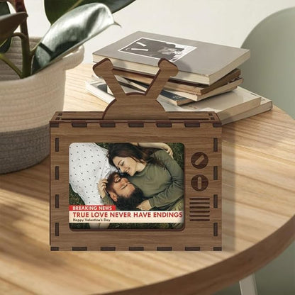 Custom Wooden TV Photo Frame for Couple, Personalized Valentine Love Display for Couples Newlyweds Husband Wife, Custom Valentine Gifts for Couple