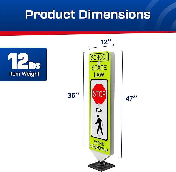 Impact Recovery - In-Street Pedestrian Crossing Signs - Street Sign - Road Sign - Pedestrian Safety Signs - School Stop with Surface Mount Base