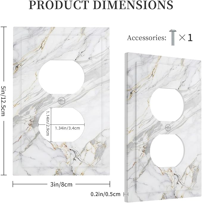 Outlet Covers Gray Gold Marble Abstract Modern Luxury 1 Gang Duplex Light Switch Cover Plate Decorative Switch Plate Covers Electrical Socket Cover for Bedroom Home Decor