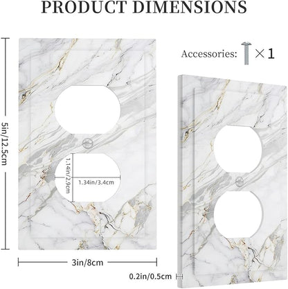 Outlet Covers Gray Gold Marble Abstract Modern Luxury 1 Gang Duplex Light Switch Cover Plate Decorative Switch Plate Covers Electrical Socket Cover for Bedroom Home Decor
