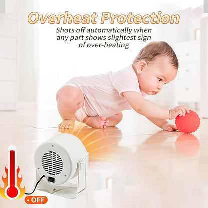 Mini Space Heater, 120° Adjustable Tilt, Fast Heating 400W/600W Energy Efficient for Indoor Use,Overheating Protection,Fast Heating,Small Desk Heater for Bathroom Home Office Bedroom