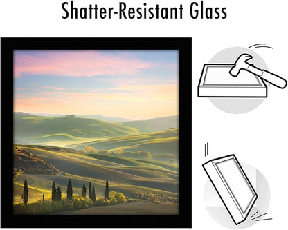 Americanflat 9x9 Picture Frame with Shatter-Resistant Glass - Signature Collection - Gallery Style Frames Made of Engineered Wood - Square Frame for Tabletop and Wall Display - Black