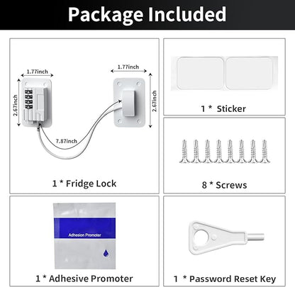 Refrigerator Lock - Upgraded Combination Lock for Upright Freezer, Child Safety Lock for Cabinets, White