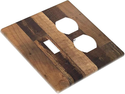 Rustic Brown Wood Vintage Wood Board Wallplates 1 Toggle 1 Duplex Switch Plate Electrical Gfci Faceplate Decorative Light Switch Covers For Farmhouse Cabin Decor