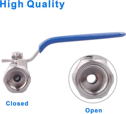 DERNORD Stainless Steel Ball Valve 1PC Type 0.25 Inch NPT Standard Port for Water, Oil, and Gas (Pack of 2)