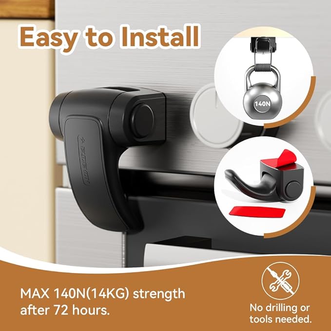 EUDEMON 1 Pack Oven Lock,Baby Proofing Oven Door Lock, Child Safety Oven Front Lock, Easy to Install & Use no Tools Need or Drill (Black)
