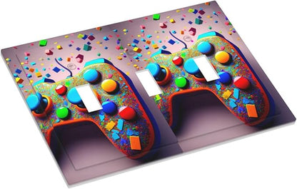Videos Game Controller 3 Gang Triple Toggle Decorative Light Switch Covers Electrical Faceplate Switchplates for Bathroom Kitchen Home
