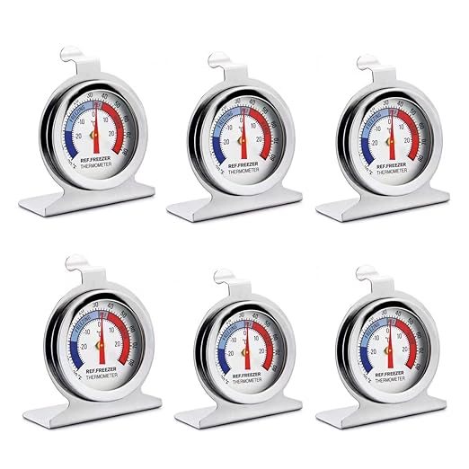 TENBOR 6 Pack Refrigerator Freezer Thermometer, Large Dial Analog, Stainless Steel, Waterproof, -20 to 80/-30 to 30