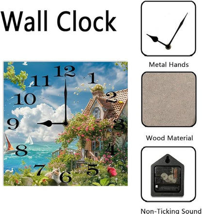 10 in Dog Pooping -197 Wood Wall Clock – Digital Time Display, Smart Home Compatible for Bedside or Workspace