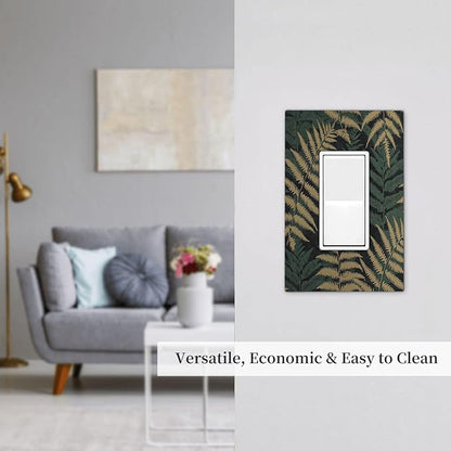 Decorative Outlet Covers Botanical Fern Green Leaf Forest 1 Gang Single Rocker Light Switch Cover Plate Wall Plates Gfci Faceplate For Bed Room Home Decor