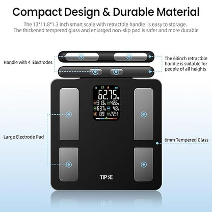 Smart Scale for Body Weight 8-Electrode Digital Weight Scale for Body Fat Bathroom Scale with BMI Full Body Composition Analysis with Bluetooth Health Monitor for Weight Loss, 400lb