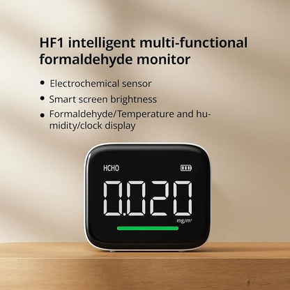 Formaldehyde Detector, Dual Platinum Sensor 0.001mg/m³ Accuracy, 4-in-1 Air Quality Monitor for HCHO/Hum/Temp with LED Display, USB-C Rechargeable for Office, Home, Nursery