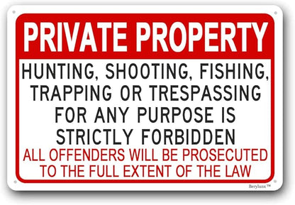 Private Property Signs,No Trespassing Sign,Outdoor Safety Signs,No Fishing Sign "Private Property" 12"x16" Aluminum Sign