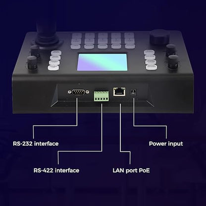 RGBlink Multi‑Protocol PTZ Controller w/ 3.49″ LCD, PoE, NDI 5.5 & Hall‑Sensor Joystick, 255‑Camera Support, VISCA/PELCO‑D/P, RS485/422/232–Ideal for Worship, Webinars & Live Streaming (RGBBKT)
