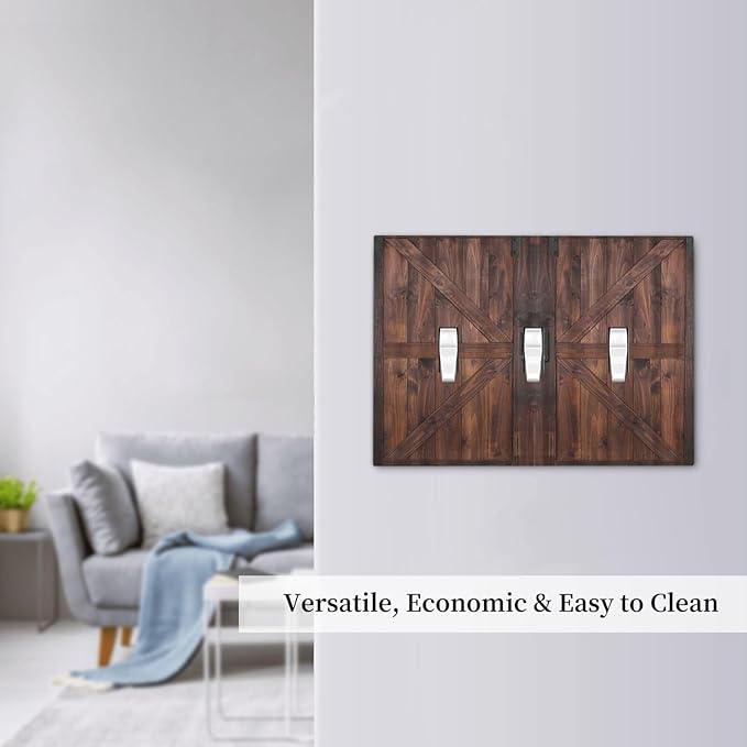 Decorative Light Switch Cover Plate Vintage Brown Farmhouse Barn Door 3 Gang Wall Plates for Electrical Outlets Triple Toggle Switch Plate Covers Outlet Covers Faceplate for Bedroom Home Decor