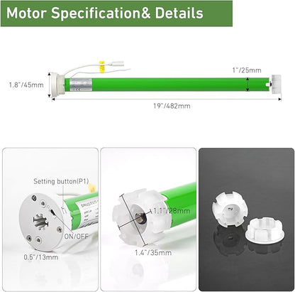 DM25LEU/S -1.1/28 Bi-Directional Battery Motor for Roller Shades - Quiet, Wireless, and Easy to Install
