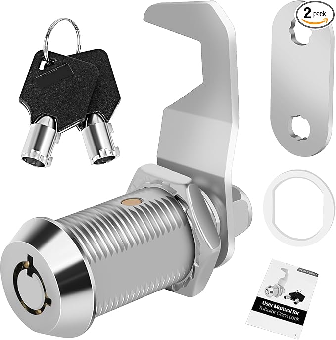 RV Storage Lock - 1-1/8" Cam Lock Keyed Alike Toolbox Locks Replacement for Camper Mailbox or Storage Door (Zinc Alloy, 1 Pack)