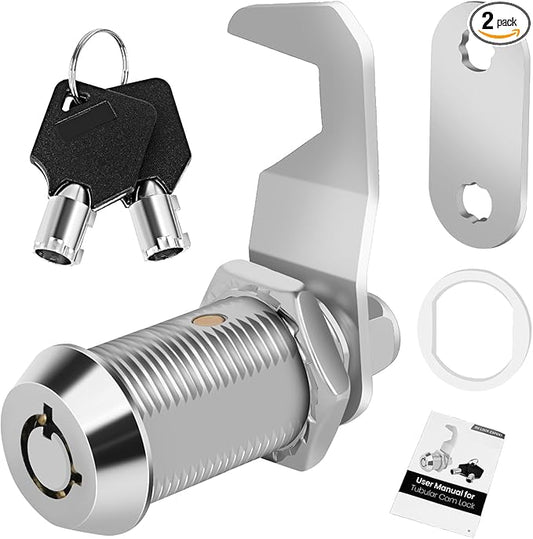 RV Storage Lock - 1-1/8" Cam Lock Keyed Alike Toolbox Locks Replacement for Camper Mailbox or Storage Door (Zinc Alloy, 1 Pack)