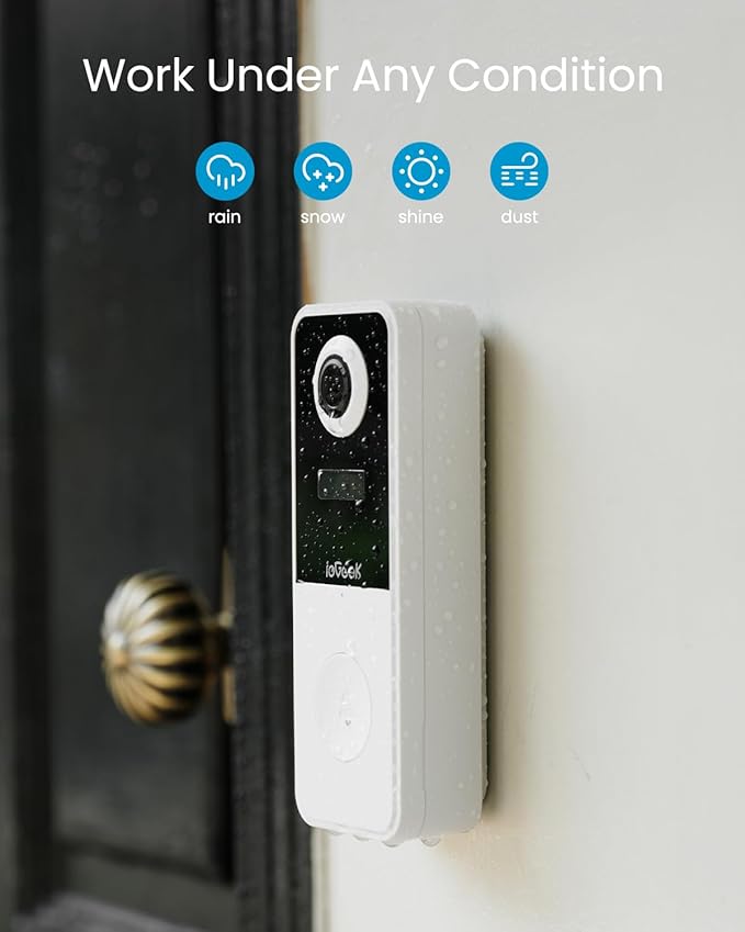 ieGeek Doorbell Camera Wireless No Subscription, 3MP Video Doorbell with Chime, 180° Head to Toe View, 2-Way Talk Voice Changer, AI Motion Detection Night Vision, Only 2.4GHz WiFi, Works with Alexa