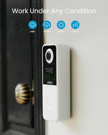 ieGeek Doorbell Camera Wireless No Subscription, 3MP Video Doorbell with Chime, 180° Head to Toe View, 2-Way Talk Voice Changer, AI Motion Detection Night Vision, Only 2.4GHz WiFi, Works with Alexa