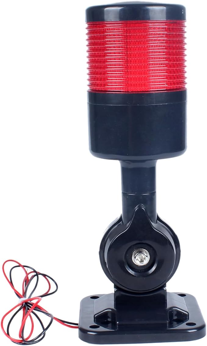 Led Signal Tower Stack Lights, Industrial Signal Warning Lights, Column Tower Lamp with Rotatable Base, Steady Flashing Switchable,12V 24V DC(1-Layer, with Buzzer) Black