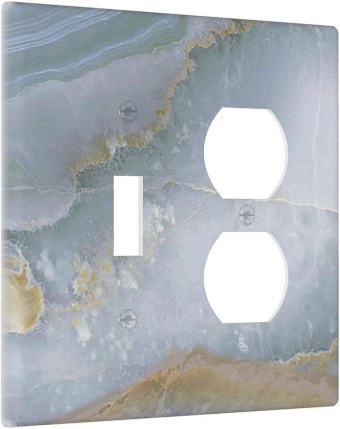 Wallplates Colored Art Marble Golden Line 1 Toggle 1 Duplex Switch Plate Electrical Gfci Faceplate Decorative Light Switch Covers For Bathroom Kitchen Decor