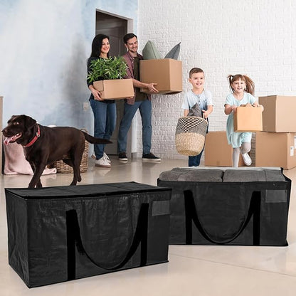 ClearSpace Heavy Duty Moving Bags or Storage Bags – Black Storage Bins with Lids, Large Moving Boxes with Backpack Straps & Zippers,– Packing Box & Moving Supplies for College Dorm, 6 Pack