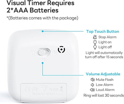 Yunbaoit Visual Timer with Night Light, 60-Minute Countdown Timer for Kids and Adults, Silent Classroom Timer, Time Management Tool for Home, School, or Work (Light Blue)
