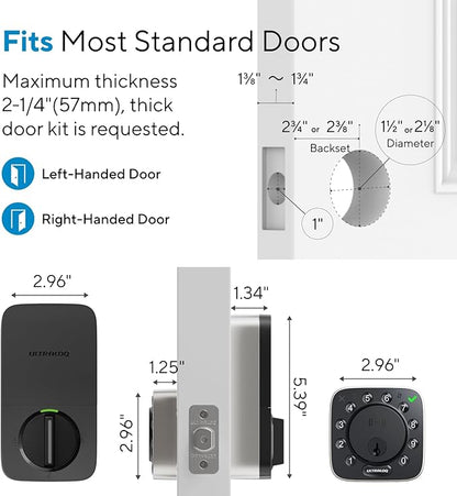 ULTRALOQ Bolt NFC Smart Lock with Android Phone Tap to Unlock, Built-in WiFi Keyless Entry Door Lock with Door Sensor, App Remote Control, Auto-Lock/Unlock, IP65 Waterproof, BHMA Certified