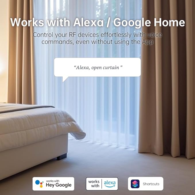 eHome Wi-Fi Smart RF Universal Remote Control,RF Controller for Light Switch,Ceiling Fan,Roller Shutter Motor,RF2MQTT Home Assistant,Compatible with Alexa,Google Home