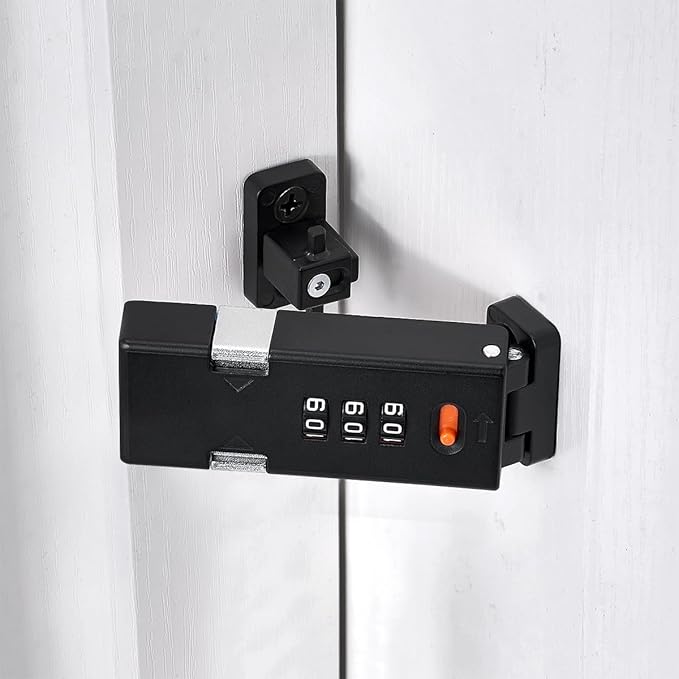 Cabinet Lock，Barn Door Latches,3-Digit Combination Security Locks,Combination Security Lock,for Office File Cabinet,Drawers,Locker,Small Door,Cupboard (1, Black_90 Degree)