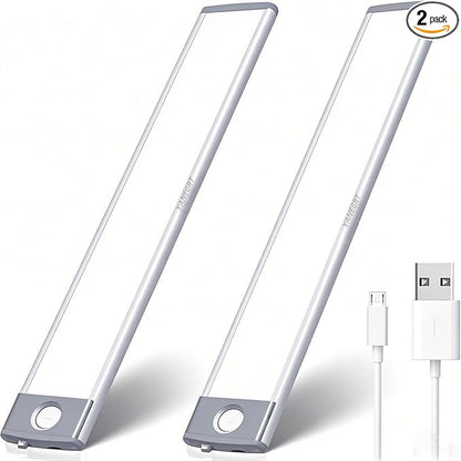 2 Pack 54LED Under Cabinet Lights, 12.5 Inch Wireless Motion Sensor Light with 2200mAh USB-C Rechargeable Battery, Magnetic Mount for Kitchen, Closet & Stairs