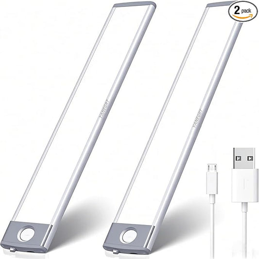 2 Pack 54LED Under Cabinet Lights, 12.5 Inch Wireless Motion Sensor Light with 2200mAh USB-C Rechargeable Battery, Magnetic Mount for Kitchen, Closet & Stairs