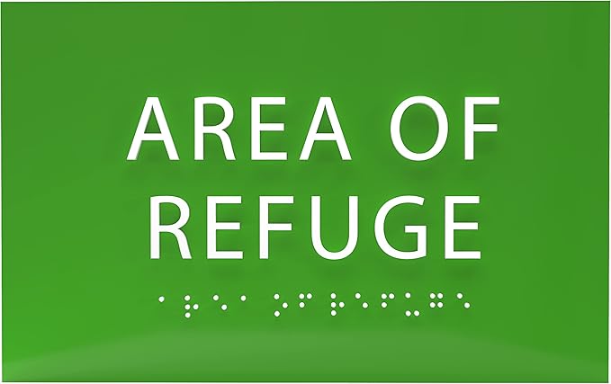 6" X4" Area of Refuge Sign - ADA Compliant Tactile Graphics Grade 2 Braille Text | Wall Mount Plastic Signs for Shopping Malls, Offices, Hotels, Schools, Apartments & Restaurants