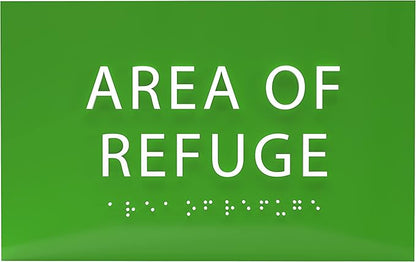 6" X4" Area of Refuge Sign - ADA Compliant Tactile Graphics Grade 2 Braille Text | Wall Mount Plastic Signs for Shopping Malls, Offices, Hotels, Schools, Apartments & Restaurants