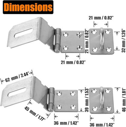 JQK Door Hasp Latch 90 Degree, Stainless Steel Safety Angle Locking Latch for Push/Sliding/Barn Door, 1.5mm Thickness Satin Nickel, 4 Inch