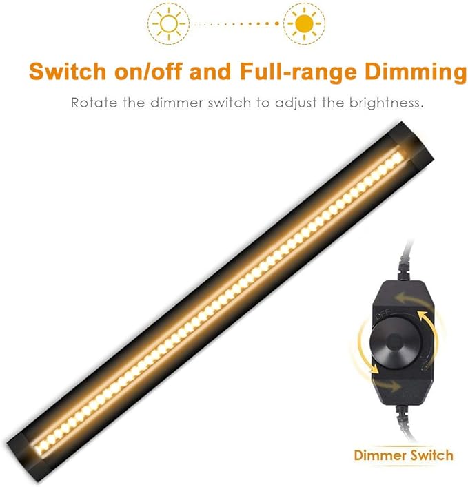 inShareplus LED Under Cabinet Lighting, 13 inch Dimmable, Warm White 3500K, CRI90+, 450Lumens, DC 12V Ultra Thin Under Counter Kitchen Lighting for Kitchen, Shelf, Cupboard, Black, 3 Pack