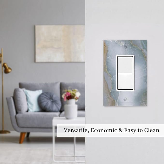 Decorative Outlet Covers Colored Art Marble Golden Line 1 Gang Single Rocker Light Switch Cover Plate Wall Plates Gfci Faceplate For Bathroom Kitchen Decor