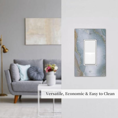 Decorative Outlet Covers Colored Art Marble Golden Line 1 Gang Single Rocker Light Switch Cover Plate Wall Plates Gfci Faceplate For Bathroom Kitchen Decor