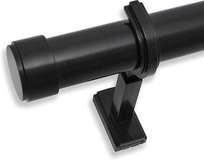 BlastHome® Non-Adjustable Luxury Curtain Rods for Windows, 1 ¼” Rod Set, 8 foot Fixed Length (Two Rods Connect for a Seamless Look), Tuxedo Black