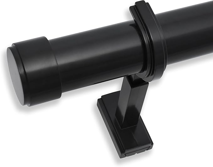 BlastHome® Non-Adjustable Luxury Curtain Rods for Windows, 1 ¼” Rod Set, 5 foot Fixed Length (Two Rods Connect for a Seamless Look), Tuxedo Black