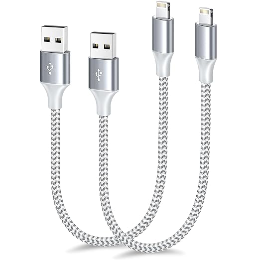 [Apple MFi Certified] Short iPhone Charger 1.5ft 2Pack,USB A to Lightning Cord Nylon Braided 18 Inch Fast Charging iPhone Cable Compatible with iPhone 14 13 12 11 Pro/Max/Mini Xs SE2/iPad for Car