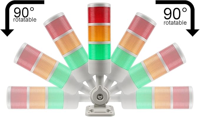 Signal Tower Stack Lights - Industrial Warning Lamp, 4-Layer Andon Tower with Rotatable Base, Steady/Flashing Light Switchable, 110V/220V AC
