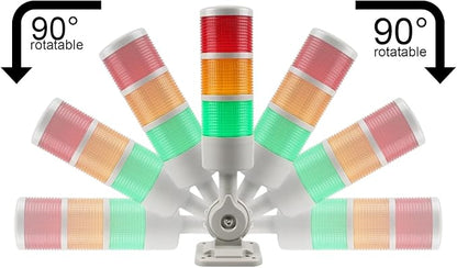 Led Signal Tower Stack Lights, Industrial Signal Warning Column Tower Lamp Andon Lights with Rotatable Base, Steady/Flashing Light Switchable,12V 24V DC(5-Layer, no Buzzer)